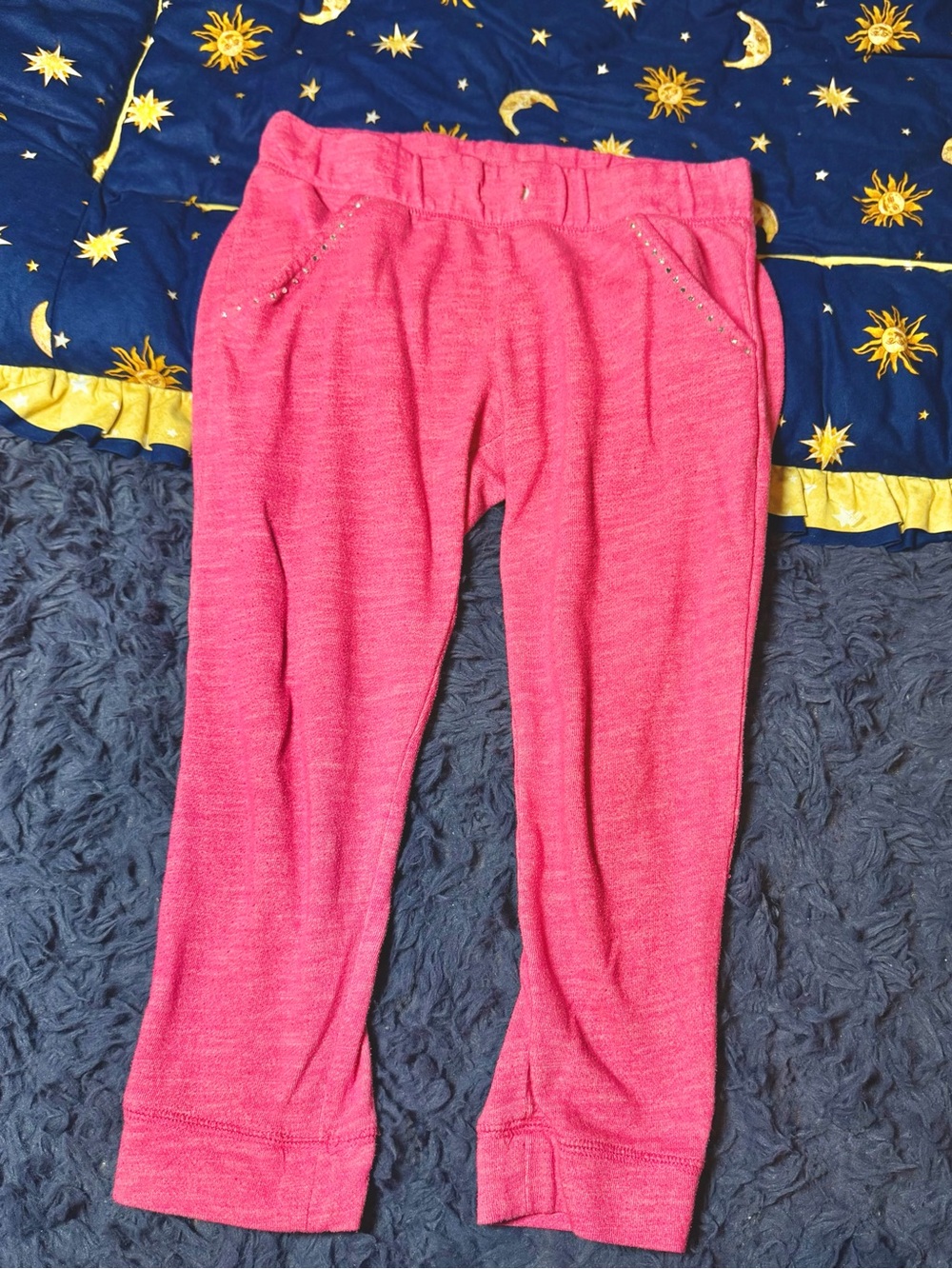 Bright Pink Old Navy Lightweight Bedazzled Bling Rhinestone Capri Lounge Pants